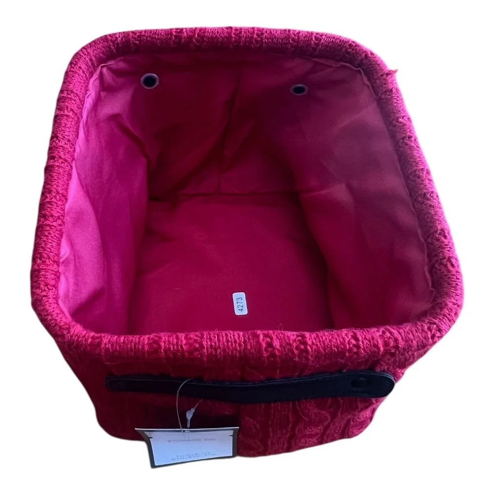 Threshold Storage Bin Home 9x8x7 Magenta Red Brand New Cable Knit Faux Leather